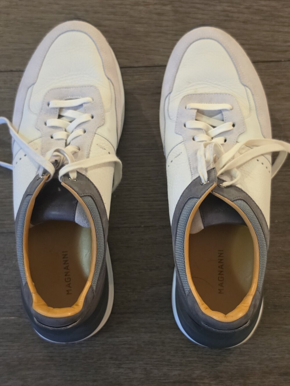 Magnanni Bravo V Men's White and Gray Leather Sneakers